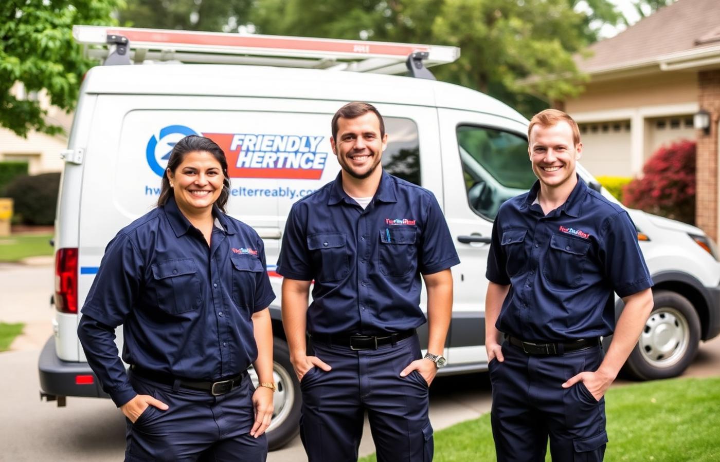 Our team in front of a service van